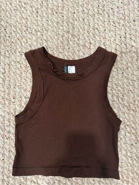 H&M Chocolate Brown Ribbed Crop Tank